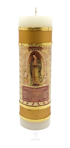 Velón O Vela Linea Dorada Virgen De Guadalupe