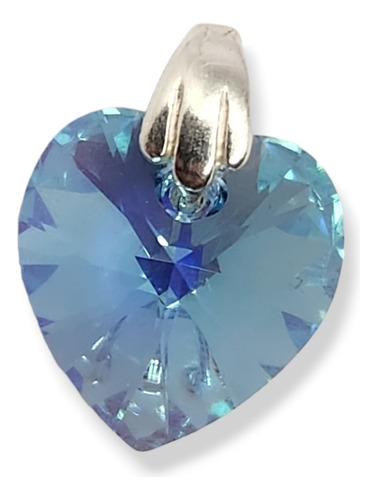 Dije Corazón Aqua Ab Swarovski Elements Plata 925 14 Mm