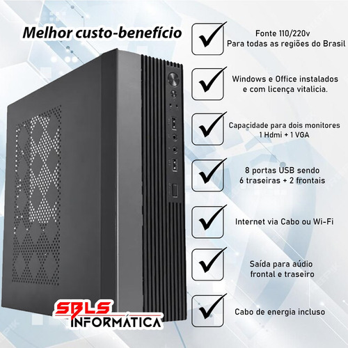 Mini Computador Pc Cpu Intel I5 10a Ger 16gb Ssd 480gb Win10