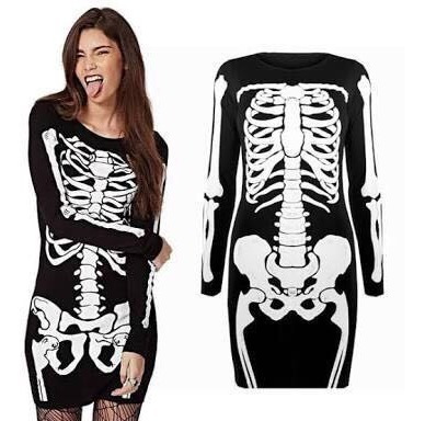 Vestido De Esqueleto Hueso Catrina Halowen Pantimedia Hueso