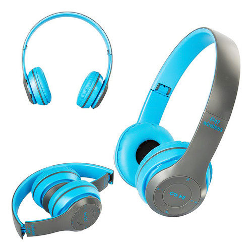 Auriculares Bluetooth Inalambricos Manos Libres Vincha Sd Fm Color Azul