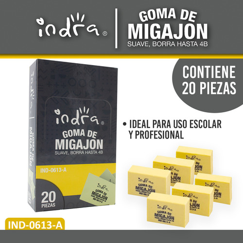 Gomas Para Borrar Indra De Migajon Suave Caja Con 20 Pzs