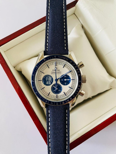 Bonito Reloj Omega De Caballero Azul Azul Blanco (Usado)