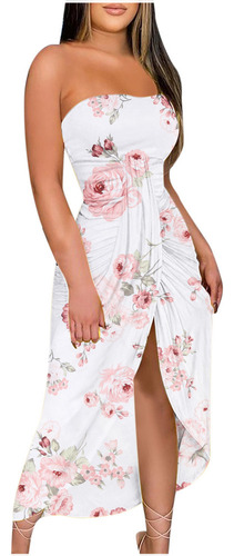 Vestido C Para Mujer, Estampado De Verano, Sin Tirantes, Lar