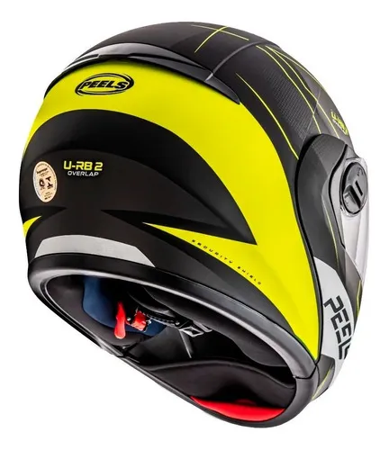 Casco retráctil Peels Urban Overlap para hombre y mujer, color negro mate y amarillo, talla 60