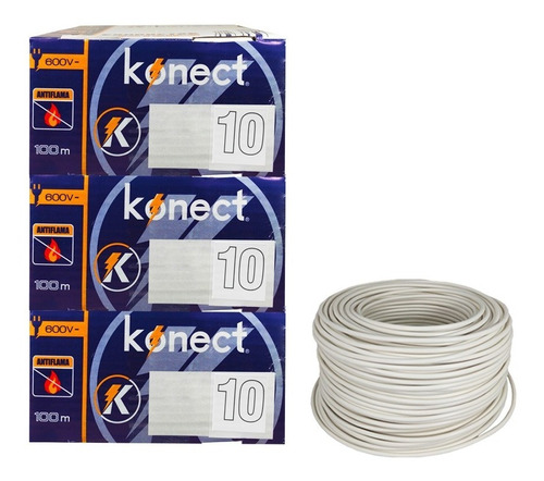 Cable Electrico Cca Konect Calibre 10 Blanco 100 Metros 3pzs