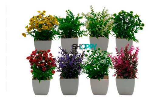 Pack X8 Mini Planta Artificial Decorativas Interior Jardin