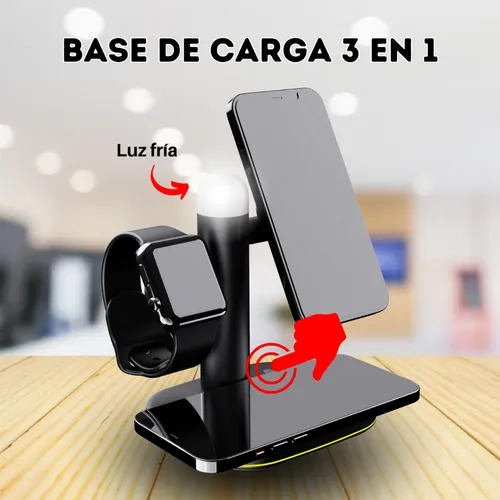 Base Carga Inalámbrica 3 En 1 Para iPhone Applewatch AirPods