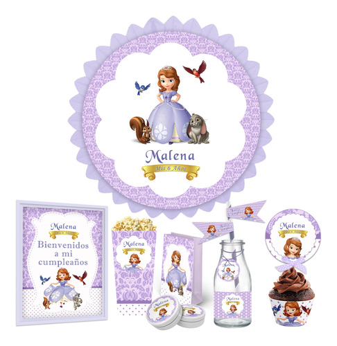 Kit Imprimible Princesa Sofia + Banner Circular Fondo Mesa