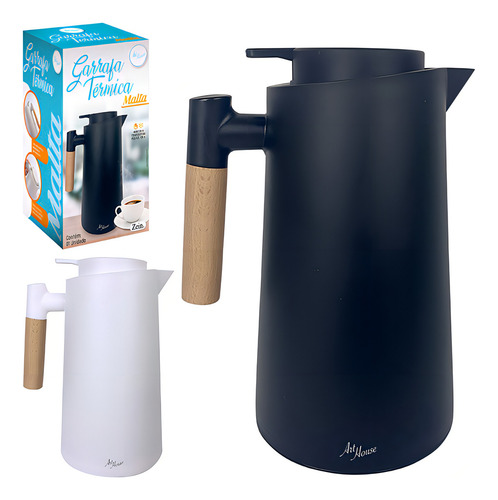 Botella térmica de 1 litro para café, té, té, bebida caliente, color blanco