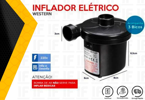 Bomba De Ar Elétrica Inflador Inflar Encher Colchão 220v
