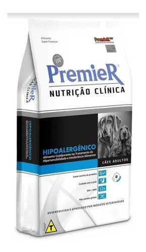 Alimento Premier Super Premium Nutrição Clínica Hipoalergênico para cão adulto de raça média e grande sabor mix em sacola de 10.1kg