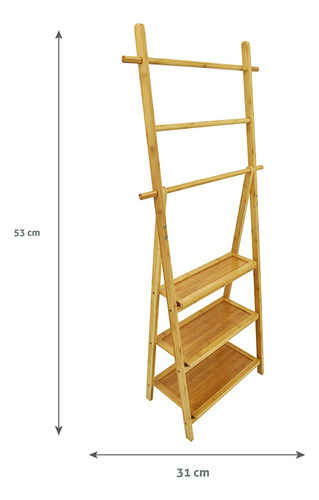 Toallero Mueble Organizador De Bambú Para Baño Color Amarillo Pálido