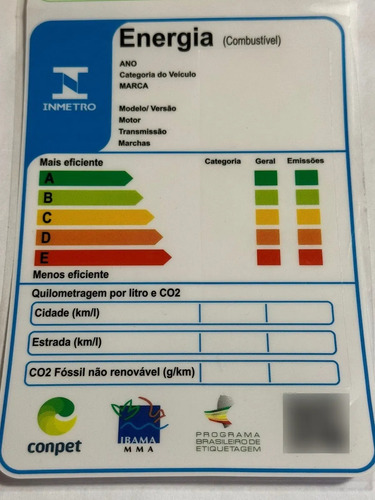 Etiqueta Frontal Consumo Toda Linha Automotiva A Partir 2013