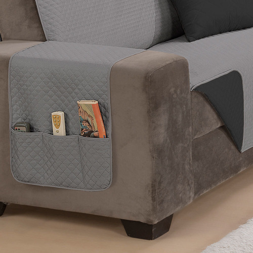 Capa Sofa Impermeável Bicores 2 Lugares Fácil Limpar Cor Cinza/preto Quadrangular 2x2 Cm
