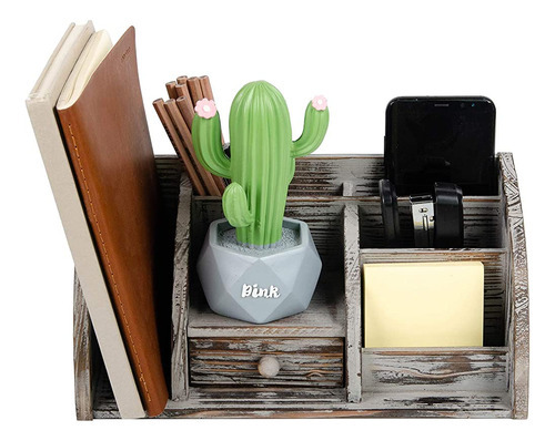 Liry Products Queched Brown Wood Desktop Organizer Multiple