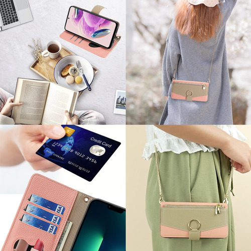 Funda Piel Para iPhone Carcasa Bolsa Con Correa Metal