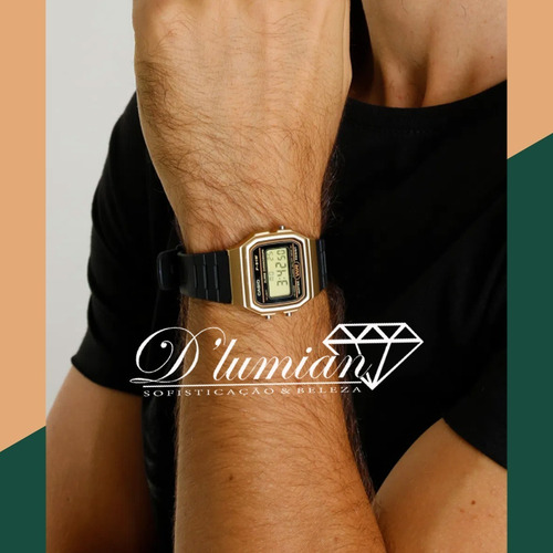 Imagem 2 de 8 de Relogio Casio Digital Preto E Dourado F-91wm-9adf
