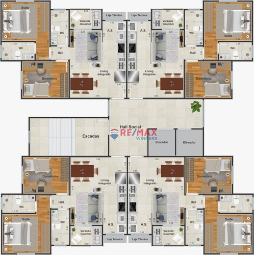 Imagem 6 de 12 de Lançamento - Apartamento 2 Dormitórios (1 Suíte). Varanda Gourmet - 54m² - Americana - Ap0003