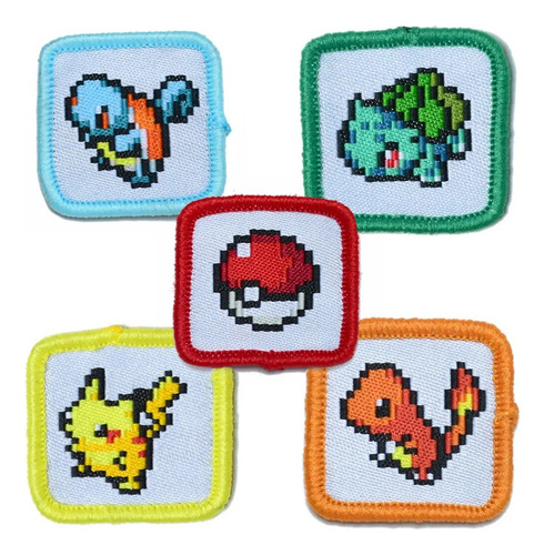 Set 5 Parches Bordados Adhesivos - Pokemon