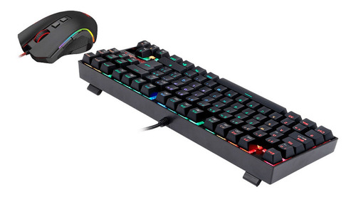 Kit de teclado y mouse gamer Redragon K552RGB-BA Portugués Brasil de color negro