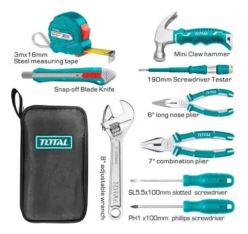 Imagen 2 de 5 de Juego Kit Estuche De Herramientas Total 9 Piezas Completo