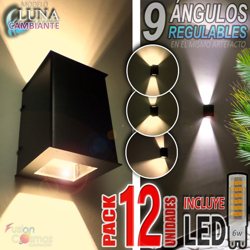 Luz Bidireccional Exterior Regulable Lampara Led 6w Kit X12u