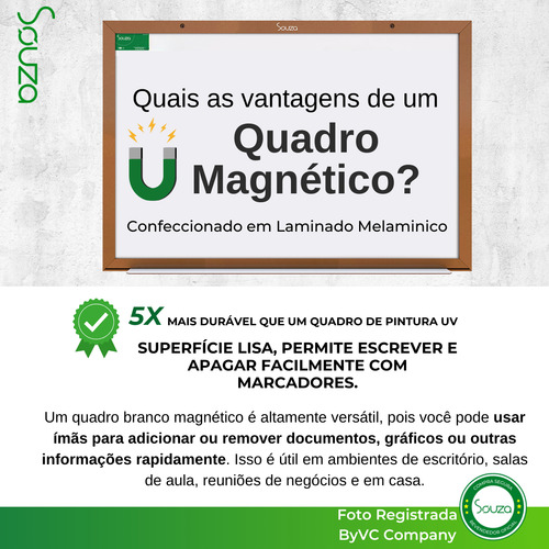 Lousa Quadro Branco Magnético Mdf 60x40 + 4can 1apg Imãs
