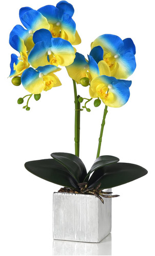 Orquídea Artificial En Maceta, Flores De Seda Falaenopsis Fa