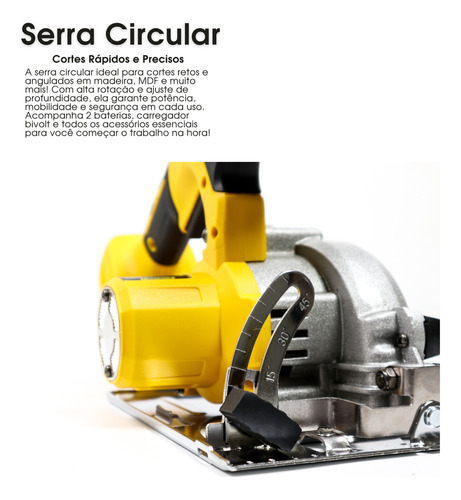 Serra Circular Sem Fio Recarregável Portátil 2 Baterias 21v