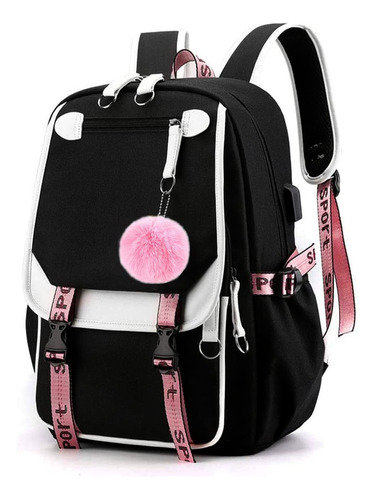 Mochila Kawaii Estilo Coreano Juvenil Moda Con Puerto Usb