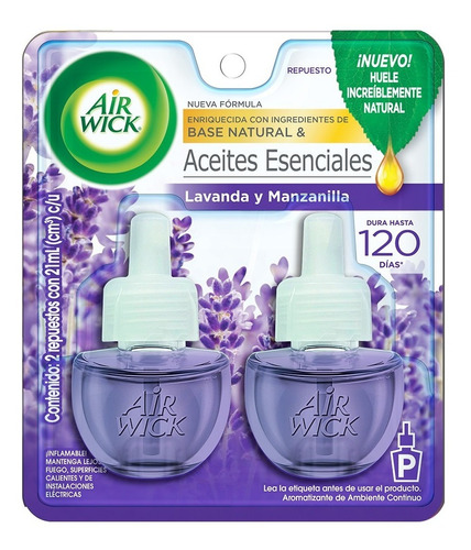 Pack X2 Repuestos Aromatizante Air Wick Lavanda De 20ml C/u