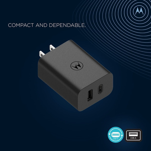 Cargador De Pared Motorola Cubo+cable Dual Usb-a Y Usb C 50w
