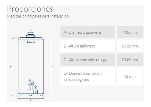 Termotanque multigas Señorial Zafiro TSZ-85 blanco 85L