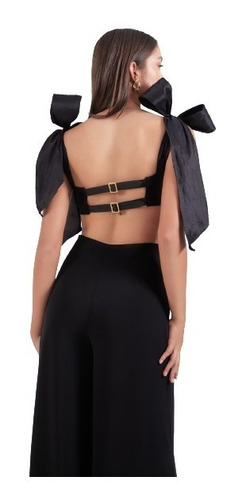 Crop Top En Mola Guna Con Moños En Tafeta