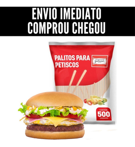 Palito  Para Hambúrguer Gourmet E Petiscos - 9cm - Com 500 U