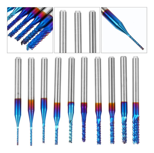 F 10pcs Molino Cnc Router Bits Pcb Fresado Cortador 0.8-3mm