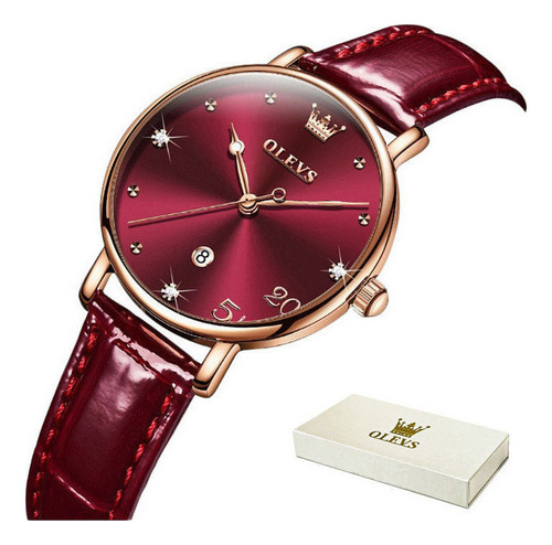 Reloj De Cuarzo Simple Olevs Calendar Diamond