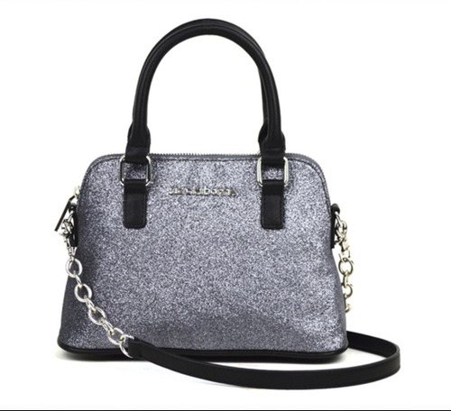 Imagen 1 de 1 de Bolsa Para Mujer Plata Negro Brillos Liz Claiborne Original