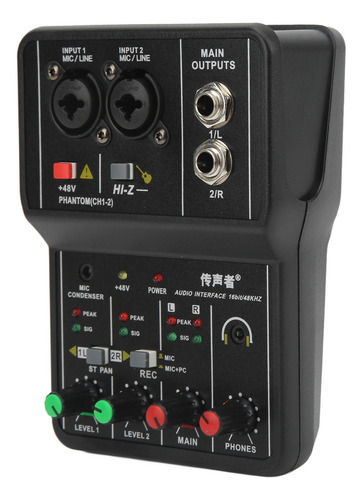 Consola Mezcladora De Sonido 2 Canales Usb 48v Phantom Power