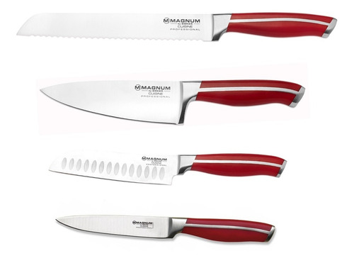 Set 4 Cuchillos Magnum Boker Arbolito Rojo Profesional Chef