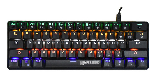 Teclado Hype Legend Rebel Qwerty Outemu Red Us Negro Rgb
