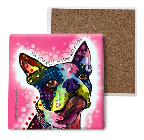 Posavasos Absorbentes Boston Terrier Con Arte De Dean Russo