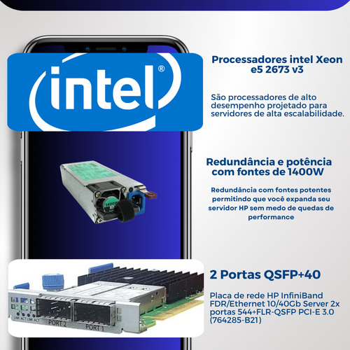 Servidor Hp Proliant Dl380 Gen9 Cpu Intel Xeon E5 2673 V3 12