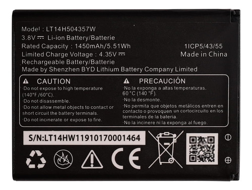 Batería Tl14h504357w Compatible At&t Flip Iv U102aa Ki...