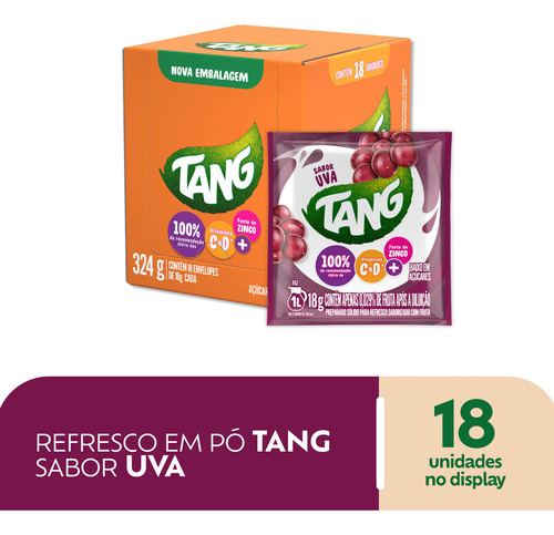 Refresco Em Pó Uva Pacote 18 Sachês 18g Tang