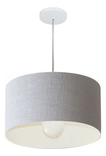 Lustre Pendente Cilíndrico Vivare Md-4202 Cúpula Tec 40x25cm Cor Rustico Cinza 110v/220v