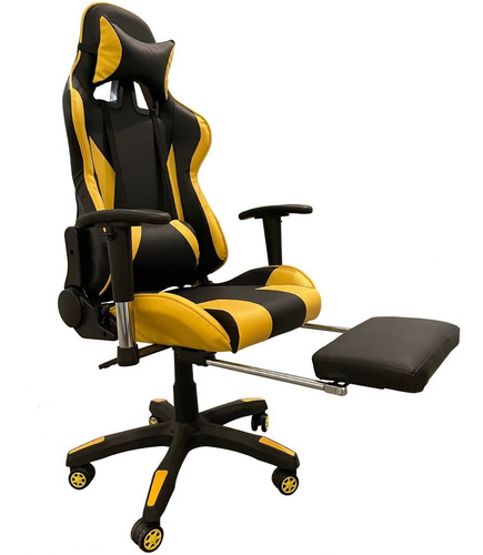 Silla Pc Gamer 06 Amarilla 2 Almohadones/apoyapies 6 Cuotas