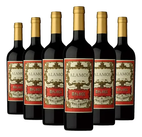 Vino Tinto Alamos Malbec Seleccion Viñedos 750cc Pack X 6