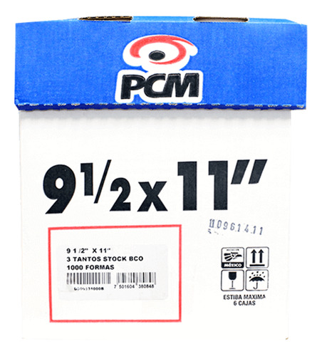 Papel Stock Forma Continua 9-1/2 X 11 , 3 Tantos 1000 H.